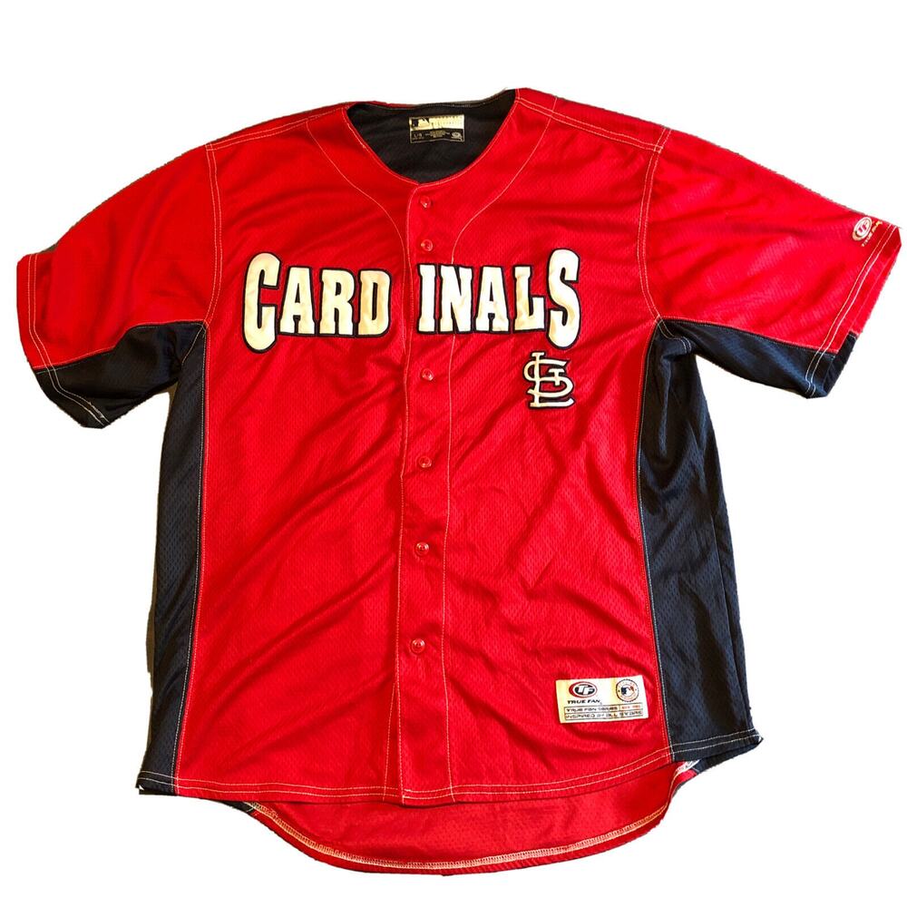 True Fan St Louis Cardinals Jersey Men’s L , Button Up Short Sleeve
